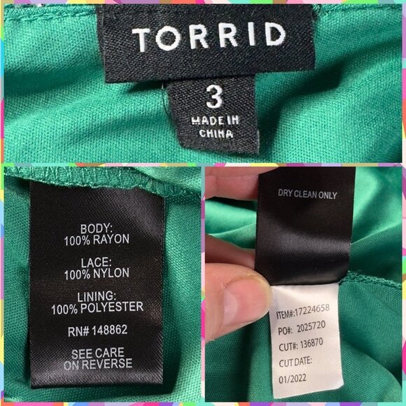 Torrid Gauze Floral Green Smocked Waist Lace Trim Sleeveless Maxi Dress Size 3 - Picture 7 of 10